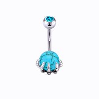 New Imitation Opal Zircon Grab Ball Stainless Steel Belly Ring 5-piece Set Combination sku image 3