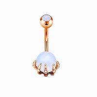 New Imitation Opal Zircon Grab Ball Stainless Steel Belly Ring 5-piece Set Combination sku image 4