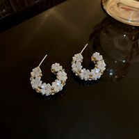 Fashion Diamond Flower Geometric C-shaped Alloy Earrings Wholesale main image 1