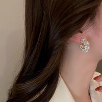 Fashion Diamond Flower Geometric C-shaped Alloy Earrings Wholesale main image 6
