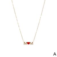 New Mom Inlaid Zirconium Drip Oil Letter Copper Gold-plated Necklace sku image 1