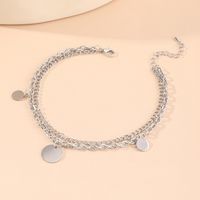 Fashion Double Layered Disc Pendant Anklet Simple Alloy Anklet sku image 1
