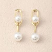 Fashion Simple Geometric Inlaid Pearl Alloy Drop Earrings sku image 1
