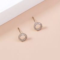 Fashionable Micro-set Zircon Round Basic Simple Round Gemstone Copper Stud Earrings sku image 1