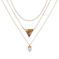 Triangle Color Abalone Shell Pearl Multilayer Necklace sku image 1