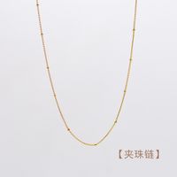 Mode Runden Titan Stahl Eingelegtes Gold Halskette sku image 5