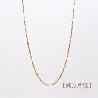 Fashion Round Titanium Steel Inlaid Gold Necklace sku image 4