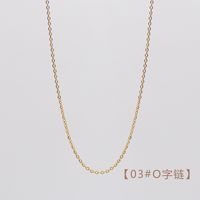Fashion Round Titanium Steel Inlaid Gold Necklace sku image 1