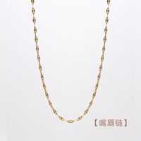 Fashion Round Titanium Steel Inlaid Gold Necklace sku image 2