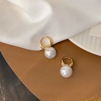 New Pearl Pendant Copper Hoop Earrings main image 3