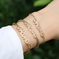 Accessories Copper Inlaid Zircon Letter Bracelet Mama Mother's Day main image 1