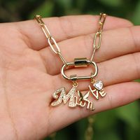 Letters Mom Copper Necklace Hollow Heart Smile Double Pendant Jewelry Mother's Day main image 3