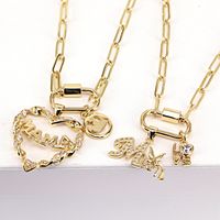 Letters Mom Copper Necklace Hollow Heart Smile Double Pendant Jewelry Mother's Day main image 5
