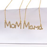 Mode Été Nouvelle Lettre Mère Maman Cuivre Simple Collier De Zircon Incrusté main image 1