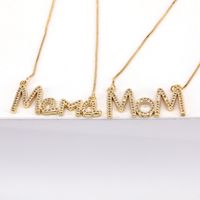 Fashion Summer New Letter Mother Mama Copper Simple Inlaid Zircon Necklace main image 3