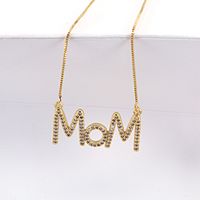 Fashion Summer New Letter Mother Mama Copper Simple Inlaid Zircon Necklace main image 4