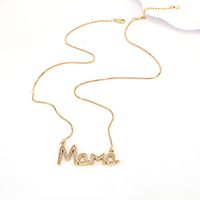 Fashion Summer New Letter Mother Mama Copper Simple Inlaid Zircon Necklace main image 5