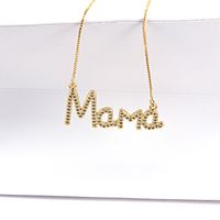 Fashion Summer New Letter Mother Mama Copper Simple Inlaid Zircon Necklace main image 6