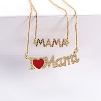 New Inlaid Zircon Letter Mother Necklace Female Pendant Copper Mother's Day Gift main image 1
