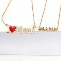 New Inlaid Zircon Letter Mother Necklace Female Pendant Copper Mother's Day Gift main image 3
