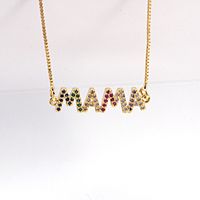 New Inlaid Zircon Letter Mother Necklace Female Pendant Copper Mother's Day Gift main image 5