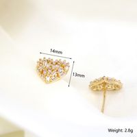 Hollow Heart-shaped Micro-set Zircon Simple Copper Stud Earrings Mother's Day main image 6