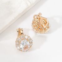 Fashion Copper Electroplating 18k Gold Zircon Big Gem Without Ear Hole Oval Ear Clip main image 4