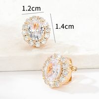 Fashion Copper Electroplating 18k Gold Zircon Big Gem Without Ear Hole Oval Ear Clip main image 5