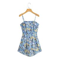 2022 New Sleeveless Pleated Back Strappy Printed Suspender Dress main image 9