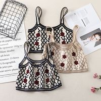 New Retro Crochet Lace Flower Rhombus Knitted Camisole main image 3