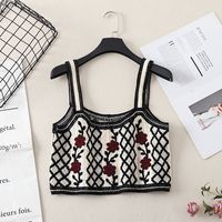 New Retro Crochet Lace Flower Rhombus Knitted Camisole sku image 1