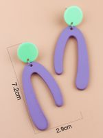 Korean Purple Letter N Abstract Women's Resin Earrings main image 3