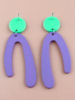 Korean Purple Letter N Abstract Women's Resin Earrings main image 5