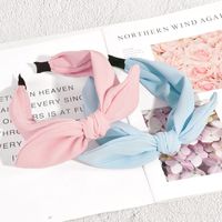 New Bow Female Knot Simple Fashion Solid Color Headband Fabric main image 3