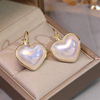 Korean Style Heart Shaped Pearl Metal Drop Earrings Wholesale main image 1