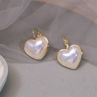 Korean Style Heart Shaped Pearl Metal Drop Earrings Wholesale main image 3