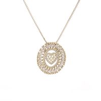 Round Copper Gold-plated Zircon Heart-shaped Pendant Necklace main image 3