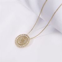 Round Copper Gold-plated Zircon Heart-shaped Pendant Necklace main image 5