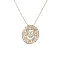 Round Copper Gold-plated Zircon Heart-shaped Pendant Necklace main image 6