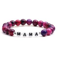 Simple Natural Stone Purple Letter Mom Beaded Mother's Day Bracelet Wholesale main image 1