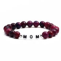 Simple Natural Stone Purple Letter Mom Beaded Mother's Day Bracelet Wholesale main image 4