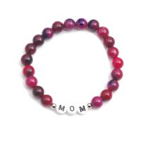Simple Natural Stone Purple Letter Mom Beaded Mother's Day Bracelet Wholesale main image 5