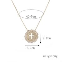 Simple Copper Zircon Round Cross Pendant Gold-plated Necklace main image 4