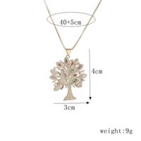 Hip-hop Tree Of Life Pendant Copper Inlaid Zircon Gold-plated Necklace main image 4