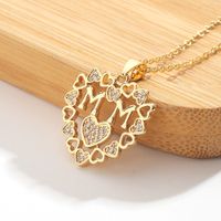 New Heart-shaped Mom Pendant Copper Inlaid Zircon Necklace main image 5