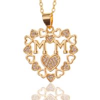 New Heart-shaped Mom Pendant Copper Inlaid Zircon Necklace main image 6