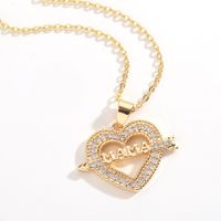 New Mother's Day Jewelry Heart-shaped Mama Pendant Copper Inlaid Zircon Necklace main image 1
