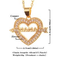 New Mother's Day Jewelry Heart-shaped Mama Pendant Copper Inlaid Zircon Necklace main image 3