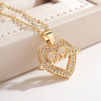 New Mother's Day Jewelry Heart-shaped Mama Pendant Copper Inlaid Zircon Necklace main image 4