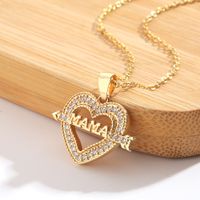 New Mother's Day Jewelry Heart-shaped Mama Pendant Copper Inlaid Zircon Necklace main image 5